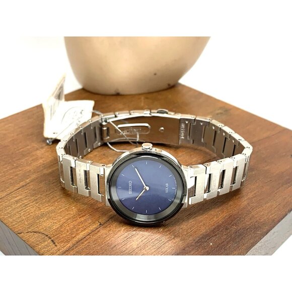 Seiko Women's Watch SUP385 Solar Blue Dial Silver Stainless Steel 28mm - Picture 8 of 14